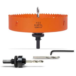 6-3/8 Inch Hole Saw with Arbor for Metal Wood Plastic, 6.3 in Bi-Metal Hole Cutter for Different Project with Smooth and Flat Drilling Edge, Fast Chip Removal,Lighter and Portable