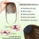 NAYOO Clip in Bangs Human Hair Medium Brown Wispy Bangs with Temples Fringe Hairpiece Natural Looking Curved Fake Bangs Hair Extensions for Women