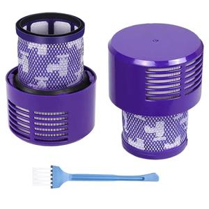 2 Pack Vacuum V10 Filter Replacements for Dyson V10 Cyclone Series, V10 Animal, V10 Absolute, V10 Total Clean, Part No. 969082-01 with 1 Clean Brush
