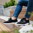 OrthoComfoot Men's Orthopedic Walking Shoes with Arch Support: Casual Plantar Fasciitis Slip-On Loafers for Flat Feet, Orthotic Adjustable Fashion Sneakers for Foot and Heel Pain (11, W1-black)