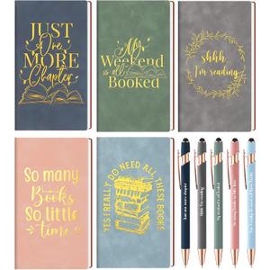 Fulmoon 10 Pcs Book Lovers Gifts Book Club Inspirational Notebooks Journal with Pens Vintage Appreciation Gift for Teacher Librarian Reader Student Coworker(Morandi)