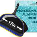 Poolvio Pool Deep Skimmer Net with 3ft - 10ft 1.0mm Thick Adjustable Aluminum Pole & Fine Mesh Bag Leaf Skimmer Rake Net for Above Ground & Inground Swimming Pools, Removes All Debris