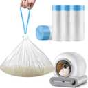 Self-Cleaning Litter Box, Drawstring Litter Box Liners, 60 Count Waste Drawer Liners Bags Replacement Compatible with Self-Cleaning Litter Box Robot Cat Litter Waste Receptacles Bags