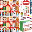 12 Pack Christmas Crackers, No Snap Christmas Party Favors with Six Different Pattern Design, Christmas Poppers with Crown and Joke for Xmas Gifts Holiday Party Favors Supplies Table Decorations
