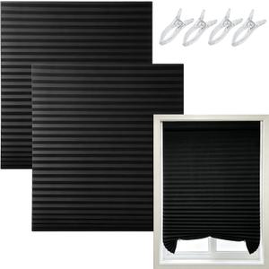 2 Pcs Temporary Window Blinds 48" x 82" Self Adhesive Pleated Window Shades with Clips Light Filtering Temporary Shades No Drill Blackout Blinds for Doors Office Bedroom Living Room(2, 48 * 82inch)