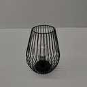 TRIROCKS Metal Cordless Table Lamp - 8'' Tall Cage Shape Battery Operated Lamp with Warm Fairy Lights Bulb for Indoor/Outdoor Use, Perfect for Christmas, Patio, Garden, and Weddings (Black) (Single)
