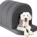 Indoor Dog House - Orthopedic Dog Tent Bed w/Egg-Crate Foam - Pet Bed with Cover Cave - Waterproof Lining - Nonskid Bottom, Ideal for Large Breeds & Fits 42-Inch Crate - 41"x27" (Charcoal)