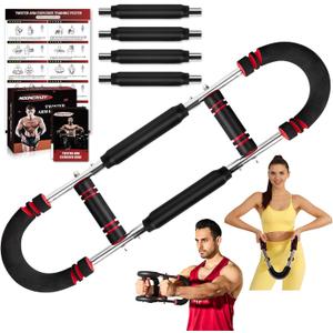 Twister Arm Trainer, 30-120 lbs Adjustable Twister Arm Chest Exerciser with 4 Spring & Poster for Men & Women, Detachable Power Twister Home Fitness Equipment for Enhancing Upper Body Muscle (Red)