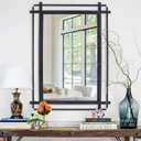 Black Bathroom Mirror with Metal Frame, 36''X24'' Large Living Room Mirror for Wall Decor, Modern Decorative Mirror for Entryway, Dining Room, Bedroom