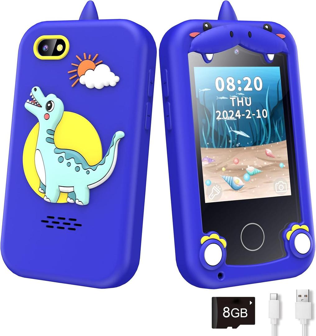 Kids Phone for Boys,Toys for 3-10 Year Old Boys Girls,Christmas Birthday Gifts for Girls,Toddler Smartphone Learning Toys,Kids Toys Play Cell Phones with Camera, Games, Music (Deep Blue)