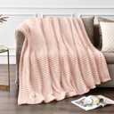 BEDELITE Fleece Throw Blanket for Couch  3D Ribbed Jacquard Soft and Warm Decorative Fuzzy Blanket  Cozy, Fluffy, Plush Lightweight Pink Throw Blankets for Bed, Sofa, 50x60 inches