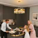 Weesalife 16 Light Gold Crystal Chandelier | Dia 24" Modern Round Crystal Chandeliers for Dining Room | Luxury Ceiling Light Fixture for Living Room | Bedroom | Entryway | Kitchen Island | Foyer