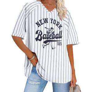Baseball Graphic Shirts for Women Baseball Fan T-Shirts Baseballs Team Tee Game Day Outfits Casual Tops (White, XL)
