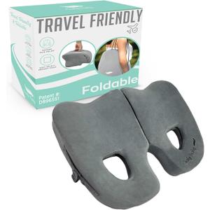 Premium Foldable Piriformis Cushion - Piriformis Pain and Sciatic Pain Relief Cushion - for Home & Office Use, Perfect for Travel or Driving - Piriformis Cushion (Grey)