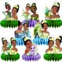 8Pcs Princess Frog Table Centerpieces Birthday Party Supplies Double Side Table Decorations for Tiana Party Decorations