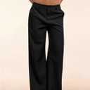 GORGLITTER Women's Dress Pants Low Rise Wide Leg Trousers Business Casual Work Dressy Low Waisted Straight Slacks Pants (Black, S)