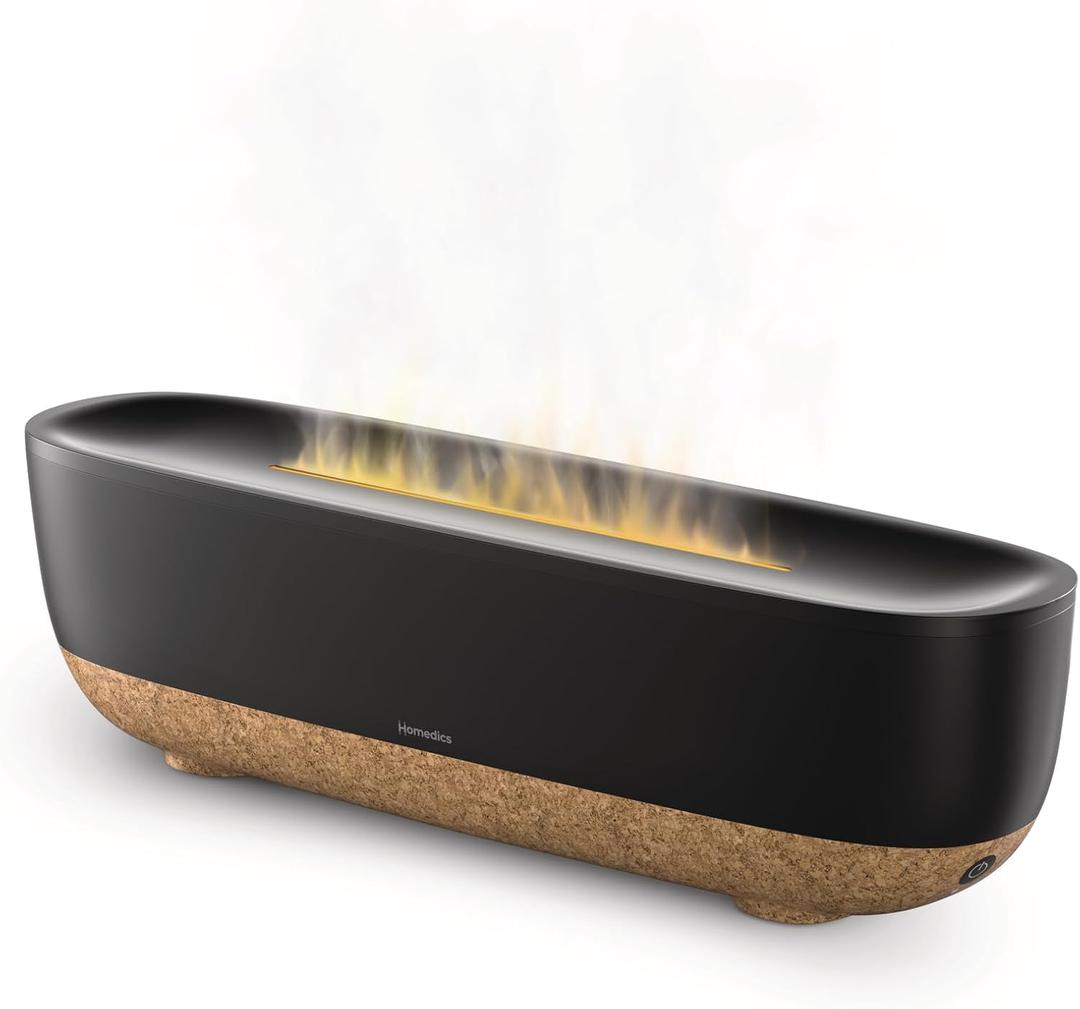 Homedics Fireside Cool Mist Humidifier with Sound & Flame Effect (Black)