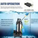 Sewage Grinder Pump, 1HP Submersible Sump Pump, 110V 6400GPH | Stainless Steel Effluent Pumps with Automatic Float Switch, 2'' NPT Discharge for Basement, Sump Basin, Sewage Well