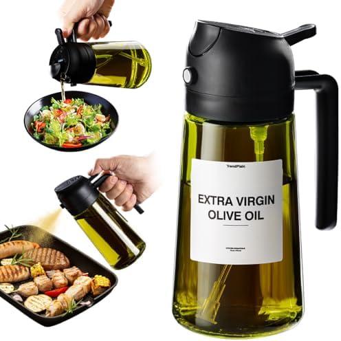 TrendPlain - Original 16oz/470ml Olive Oil Dispenser Bottle for Kitchen Gadgets and Air Fryer Accessories - Olive Oil Sprayer for Cooking w/Stickers - Black