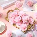 Thiccywoov 50 Pcs Artificial Flowers, 3.2 Inches Silk Rose Head Flowers Fake No Stem for Wedding Bridal Bouquet Home Floral Decor DIY Centerpieces Arrangements Party Tables Decoration(Light Pink)