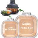 Air Fryer Liners for Ninja Crispi, Disposable 125 + 125 Pcs Ninja Crispi Accessories for Ninja Crispi 4in1 Portable Glass Air Fryer Cooking System, NonStick Ninja Crispi Liners Disposable