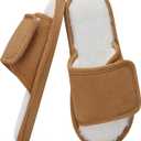 SHIBEVER Women's Slippers Fuzzy Open Toe Slip On Indoor House Shoes Comfy Bedroom Women Slippers (8.5-9.5, 71 Brown)