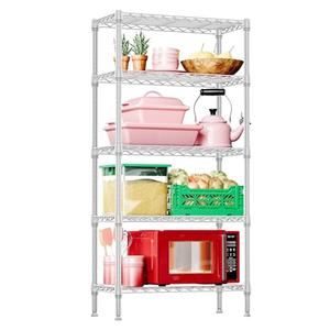 IZEUK 5 Tier White Metal Storage Shelves, Heavy Duty Wire Shelving Rack for Garage, Kitchen, Bathroom, Laundry, or Closet Organization, 1250 lbs Capacity, 11.8" D x 29.5" W x 59.5" H