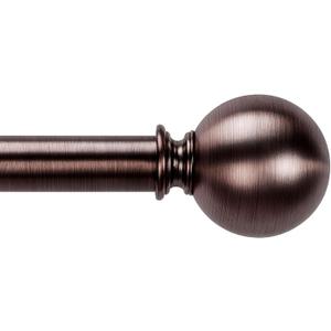 Brown Curtain Rods for Windows 18 to 88 inches, 1 Inch Modern Metal Drapery Rods, Adjustable Heavy Duty Curtain Pole with Round Finials(18"-88"Dark Red)