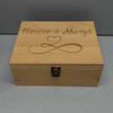 arricraft 1 Pc Wood Memory Keepsake Box, Forever and Always Memory Box with Hinged Lids Infinite Love Keepsake Chest for Wedding Anniversary Photo Letter Storage Valentine's Day Gift 9.6x7.6x4inch