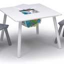 Delta Children Finn Table and Chair Set with Storage, White/Grey, Onesize