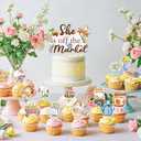 49 PCS She Is Off the Market Bridal Shower Decor Set Farmers Market Theme Cake Cupcake Toppers Vegetables Fruit Flowers Cake Picks for Bridal Showers Bachelorette Party Decoration Supplies