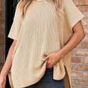 MARZXIN Womens Sweater Crewneck Short Sleeve Knit Pullover Tops Causal Oversized Lightweight Sweaters (M)