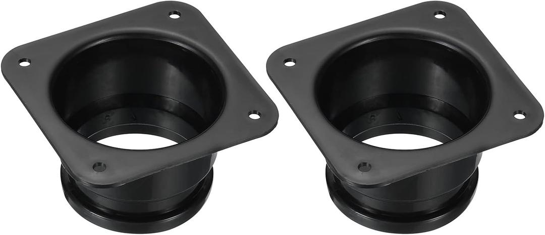 PATIKIL 3" Duct Connector Flange, 2 Pack Dryer Vent Wall Plate Square to Round Straight Ducting Plate for Air Heating Cooling Ventilation Exhaust Fan, Black