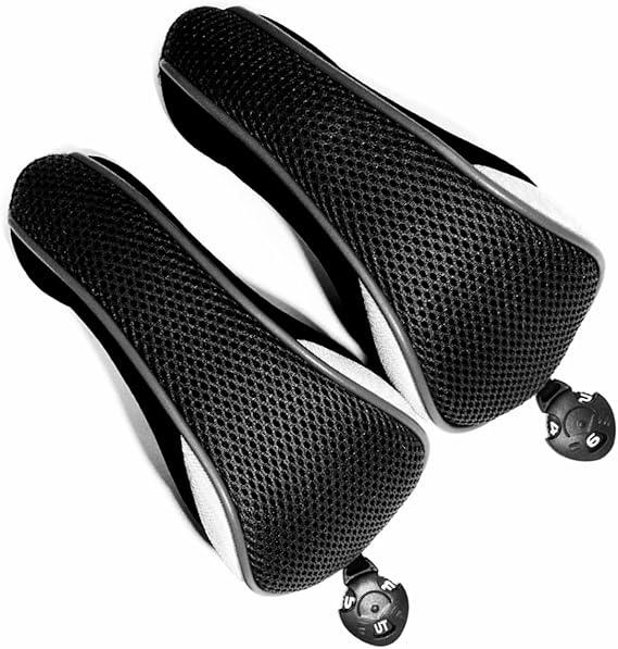 1pcs Golf Hybrid Headcover Set Hybrid Head Covers, Black Golf Club Covers for Hybrids, Meshy Rescue Covers with Rotatable ID Tag #2 3 4 5 6 Ut
