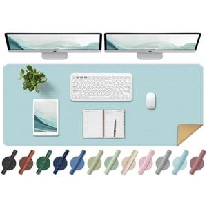 Large Leather Desk Pad Protector, 47.2'' x 23.6'', Office/Home/Decor - Light Blue