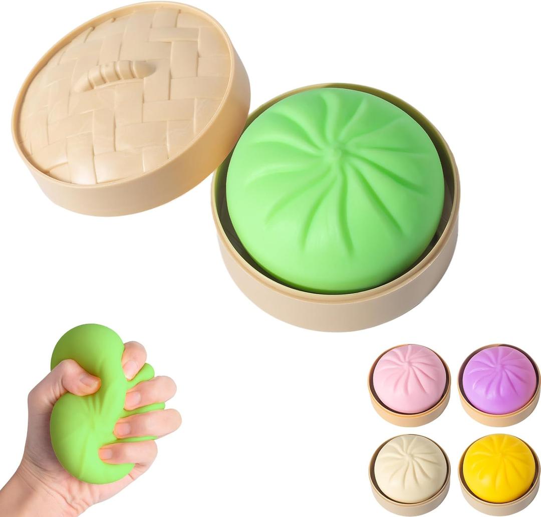 Dumpling Squishy, Mystery Squishy Dumpling Box, Fidget Toys Adults & Teens, Easter Basket Stuffers, Stocking Stuffers, Sensory Stress Ball Squeeze Toys for Stress Relief (Green)