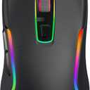 memzuoix Wired Gaming Mouse with RGB - 6 Adjustable DPI up to 12800, 6 Buttons, 12 Lighting Modes, Ergonomic Design with Anti-Slip Rubber Wheel, 5.6ft Braided Cable for PC/Mac/Windows - Black