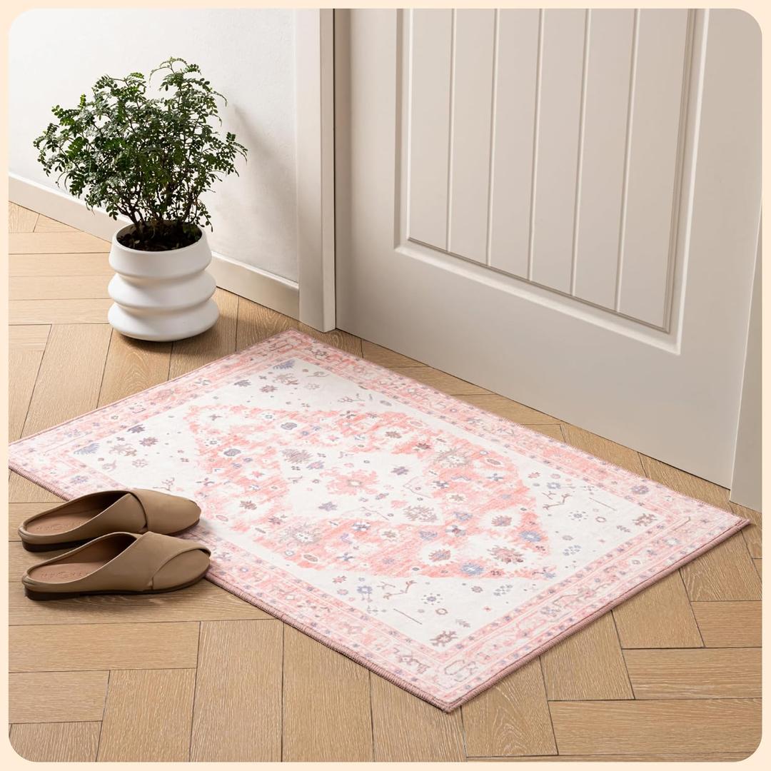 Istana 8x10 Area Rug - Pink 8x10 Rugs for Living Room - Foldable Rugs for Bedroom - Stain Resistant Washable Rug - Eco-Friendly Area Rugs - Easy to Clean Living Room Rug