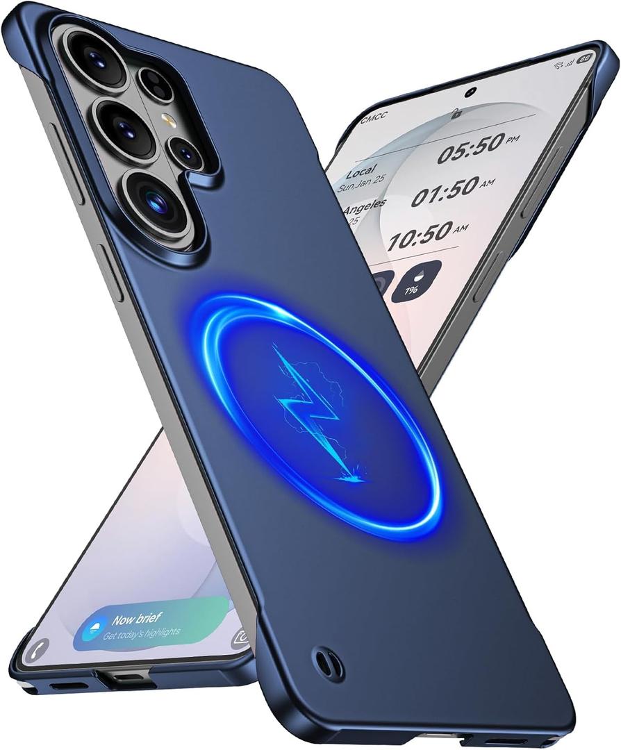 GRECAZO Magnetic Ultra Thin Frosted Designed for Samsung Galaxy S26 Ultra Frameless Case 6.9"[Compatible with MagSafe]Slim Minimalist Lightweight Matte Hard Cover Protective Borderless Case-Navy Blue