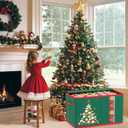 FOTSHARER Christmas Ornament Storage Box with 4 Adjustable Trays Holds up to 96 Ornaments Christmas Ornament Boxes with Dividers Ornament Organizer Storage Box Holiday Xmas Decorations Storage Bin (Green)