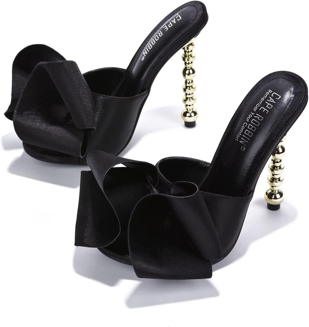 Cape Robbin Salsa Sexy High Heels for Women, Oval Open Toe Shoes Heels (8.5, Black)