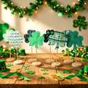 2 x Bucherry 8 Pack St Patricks Day Fabric Tall Standing Shamrocks Block Set Hearts Table Centerpiece Wood Sign St Patricks Day Standing Blocks Tiered Tray Decoration for Farmhouse Home Office