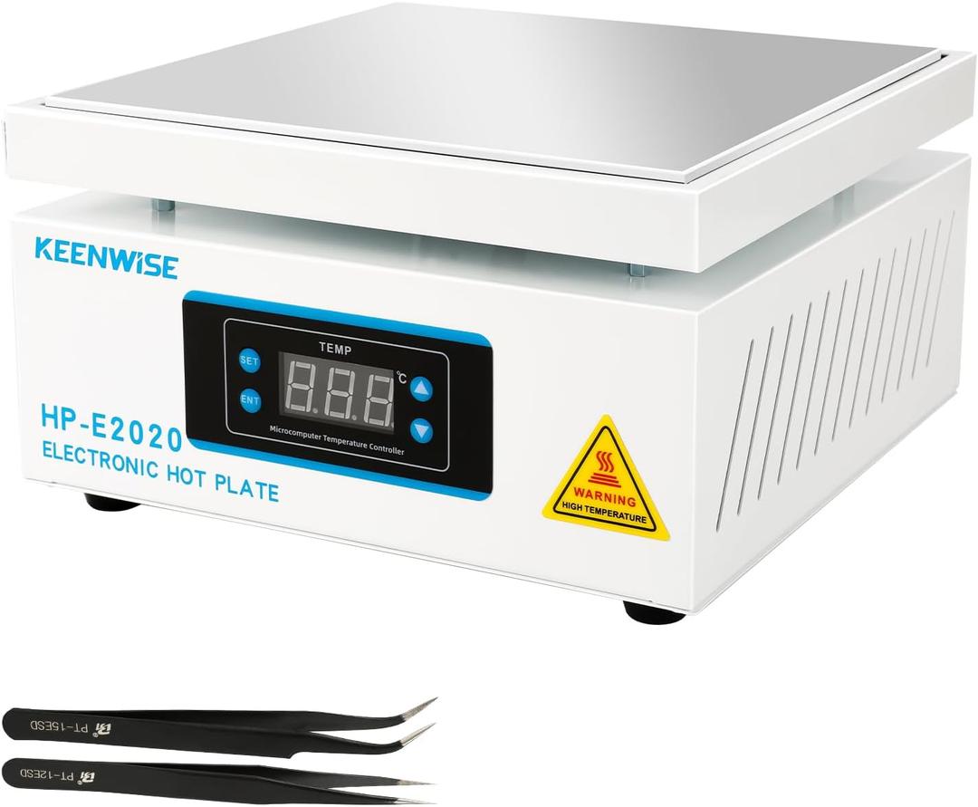 110V 1080W Soldering Hot Plate, Electric Hot Plate, LED Microcomputer Electric Preheat Soldering Station Welder Hot Plate Rework Heater Lab 200X200mm (7.87 * 7.87in) Plate, KW-HP-E2020