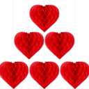 Bencailor 6 Pcs Valentines Day Honeycombs Party Decoration 12 Inch Heart Honeycomb Decoration Paper Pom Poms Honeycomb Balls Paper Ornaments Valentine Hanging Decorations for Home Decor (Heart)