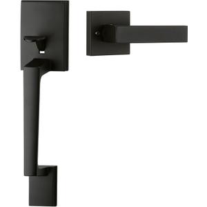 Goldenwarm Black Front Door Handle, Entry Door Handle and Reversible Handle Lever, Modern Front Door Handle Only, Matte Black Front Door Entry Handleset