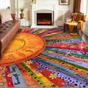 Likiyol Sun Rugs for Living Room 5x7 Area Rugs, Non Slip Washable Rugs for Bedroom Soft Faux Cashmere Inspirational Living Room Rug, Large Carpet Low Pile Rug for Dining Room, Home Office Decor