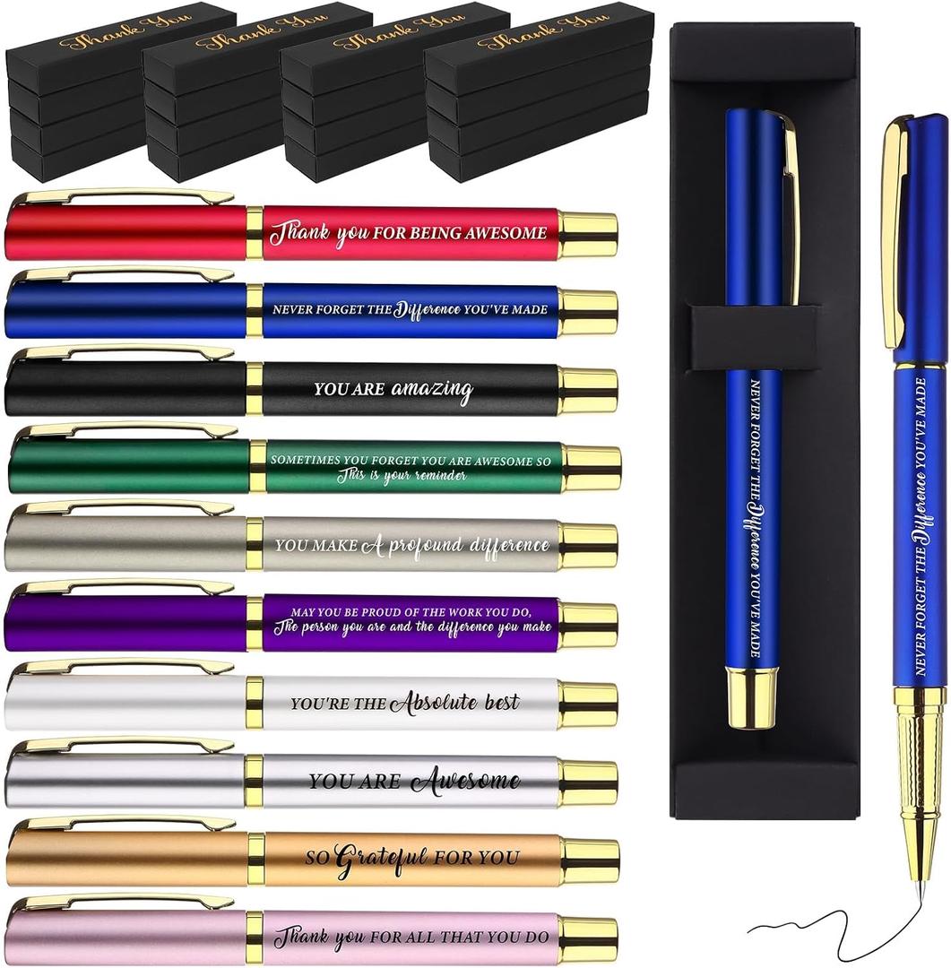 50 Set Inspirational Appreciation Gifts Bulk Include Ballpoint Pens with Thank You Gift Boxes Motivational Quote Pen Office Gift Leaving Gifts for Employee Colleagues Nurse Teacher Coworker Volunteer