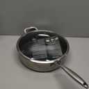 LOLYKITCH 6 QT Hybrid Tri-Ply Stainless Steel Non-Stick Saut Pan with Lid,12 Inch Deep Frying Pan,Large Skillet,Jumbo Cooker,Induction Pan, Oven Safe and Detachable Handle.