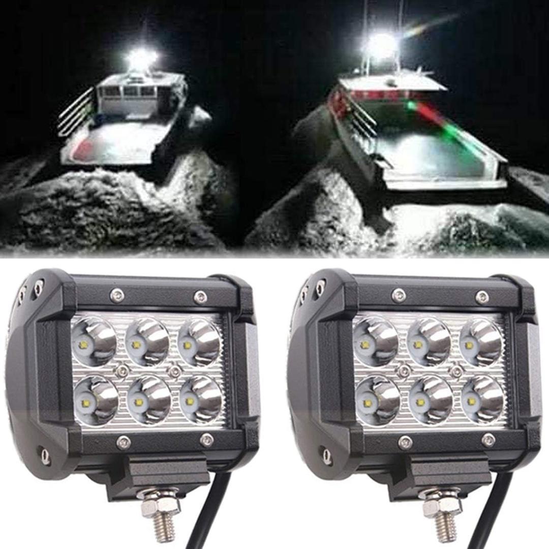 Pontoon Boat Docking Headlights, Marine Led Lights for Kayak Bass Jon Fishing Boat Spreader Light, T-top, Deck, Driving, Stern/Navigation Lights, 2pcs