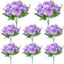 8 Pack Purple Peonies Artificial Flowers, Fake Silk Hydrangea Bouquet for Bridal Wedding Home Table Decor Reusable Dining Opening Ceremony Birthday Arrangement Faux Floral